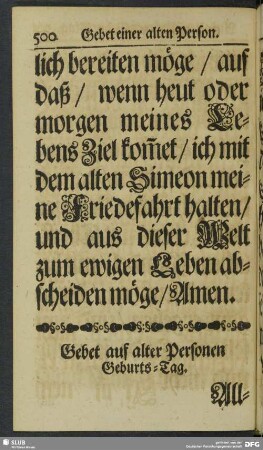 Gebet auf alter Person Geburts-Tag