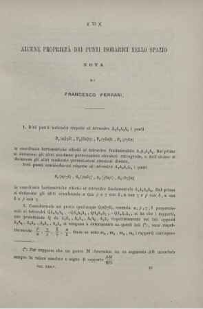 Alcune proprietà dei punti isobarici nello spazio.