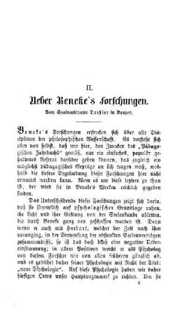 Ueber Beneke`s Forschungen