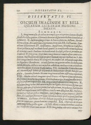 Dissertatio VI. De Osculis Imaginum Et Reliquiarum Sacrarum Honori Dicatis.