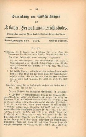 Zweiundzwanzigster Band. 1901. Siebente Lieferung. - Nr. 23.
