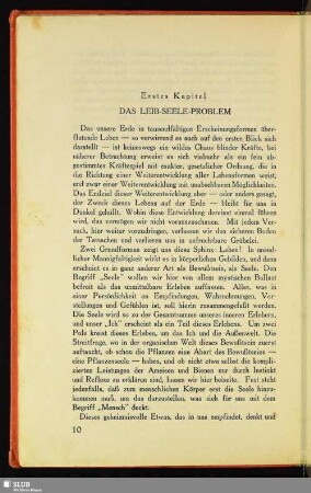 Erstes Kapitel: Das Leib-Seele-Problem