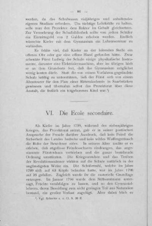 VI. Die Ecole secondaire