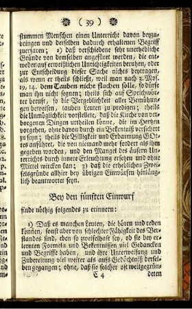 Bey den fünften Einwurf finde nöthig folgendes zu erinnern: [...]