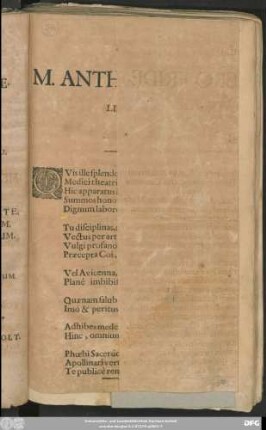 Gradum In Medicina Supremum, Viro Clarissimo Et Experientissimo, M. Anthon. Gunthero Friderici Oldenburgensi, Lipsiae. A. MDCLIIX. D. XI. Novemb. rite ac solenniter collatum, gratulantur Studiosi Saxones