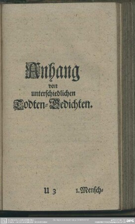 Anhang von unterschiedlichen Todten-Gedichten