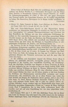 366-369 [Rezension] Saint François de Sales