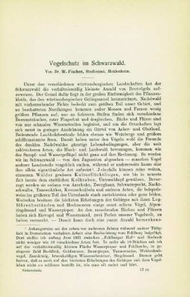 Vogelschutz im Schwarzwald