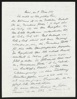 Brief von Carl F. W. Behl an Margarete Hauptmann