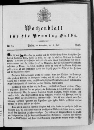 Nr. 14, Ausgabe vom 1. April 1848