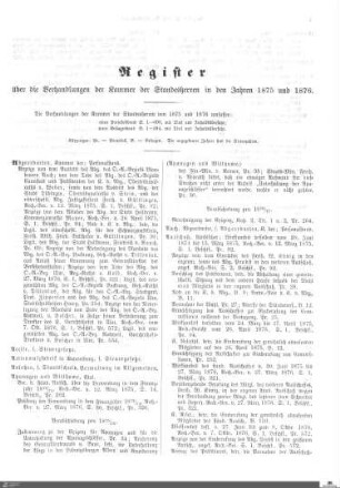 Register Kammer der Standesherren 1875-1876