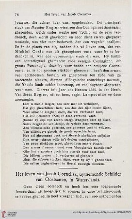 Het leven van Jacob Cornelisz, uytnemende Schilder van Oostsanen, in Water-landt