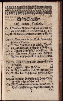 Erstes Register nach denen Capiteln