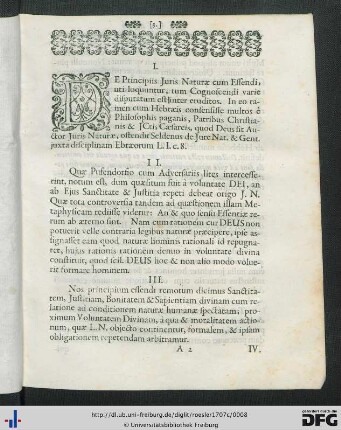 Theses De Principiis Juris Naturae.