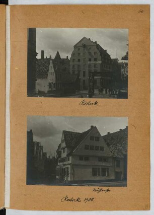 Gesellschaft Professor Heinrich, Viergelindenbrücke, Rostock. Wohnhaus Mühlenstraße, Rostock: Ansichten (aus: Skizzen- und Fotoalbum 25)