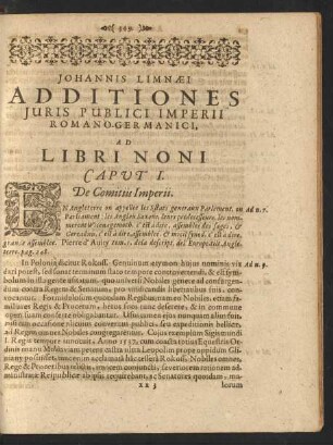 Ad Libri Noni Caput I. De Comitiis Imperii.