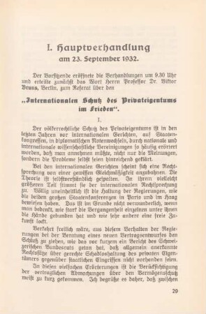 I. Hauptverhandlung am 23. September 1932