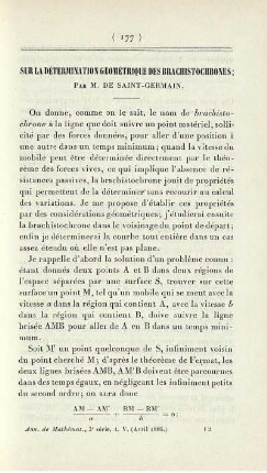 Sur la détermination géométrique des brachistochrones.