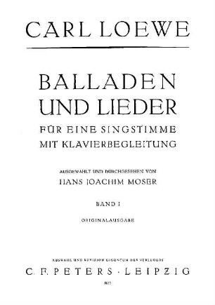 Balladen und Lieder : für eine Singstimme mit Klavierbegleitung, 1