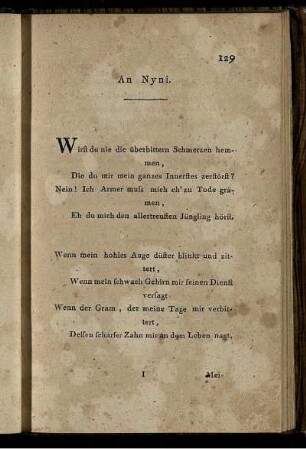 An Nyni. - Epistel an Schlözer.