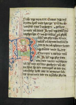 Historisierte Initiale R: Auferstehender Christus