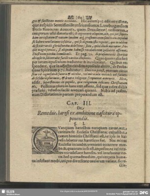 Cap. III. De Remediis, haeresi ex ambitione nasciturae opponendis