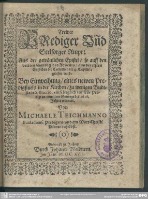Trewer Prediger und Seelsorger Ampt ...