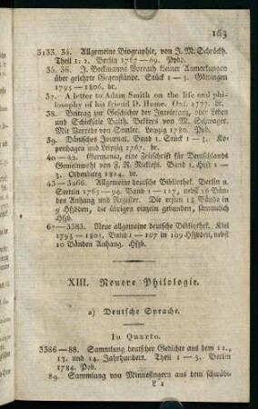 163-169, XIII. Neuere Philologie.