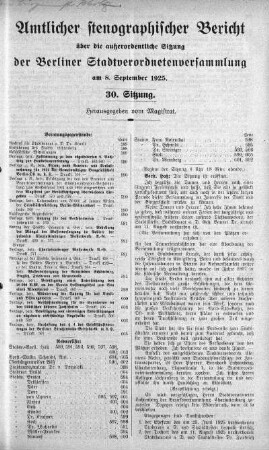 Sitzung 30., 8. September 1925