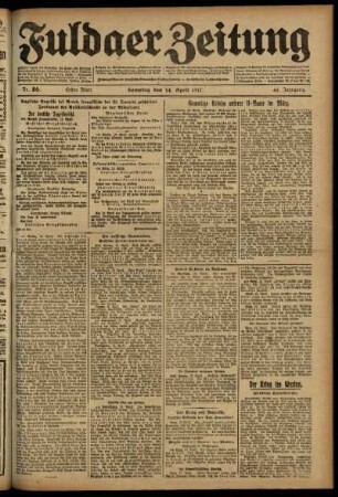 Erste Ausgabe vom Samstag, den 14. April 1917.