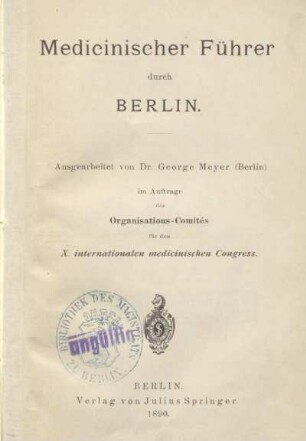Medicinischer Führer durch Berlin
