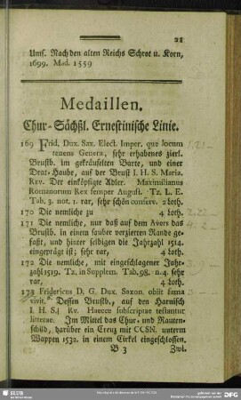 Medaillen. Chur.- Sächßl. Ernestinische Linie