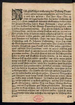 Nach glückseliger eroberung der Vestung Gran ...