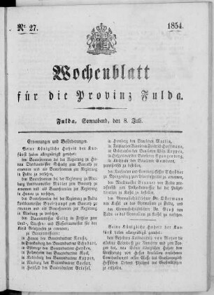 Nr. 27, Ausgabe vom 8. Juli 1854