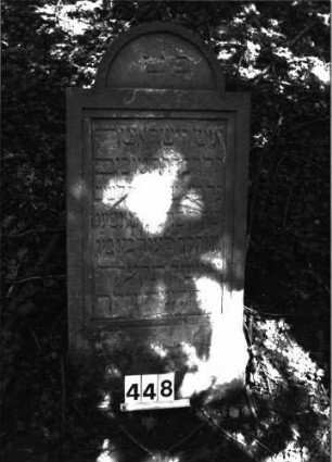 Grabstein 448 (Index: 99898076) Maße HxBxT: 122x56x8 cm Besonderheit: Steinmetz hat Todemonat nicht erwähnt.: Grabstein 448