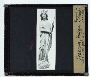 Straßburg, Münster : Westfasse, Nördliches Westportal, Blendarkade, Figur, "Tugend"