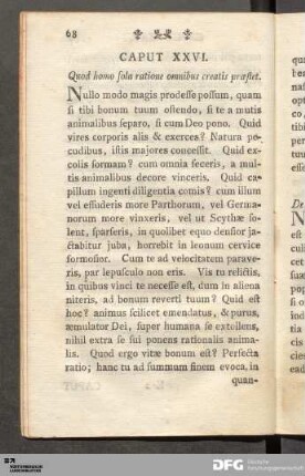 Caput XXVI. Quod homo sola ratione omnibus creatis præstet