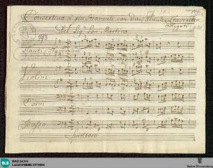 Concertino - Mus. Hs. 793 : fl (2), vl (2), cor (2), b; G; GroF 812 JenS 84