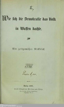 Wie sich die Demokratie das Volk in Waffen dachte : ein zeitgemäßer Rückblick