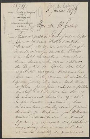 Brief an Adolph Fürstner : 05.01.1879