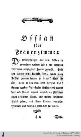 Ossian fürs Frauenzimmer.