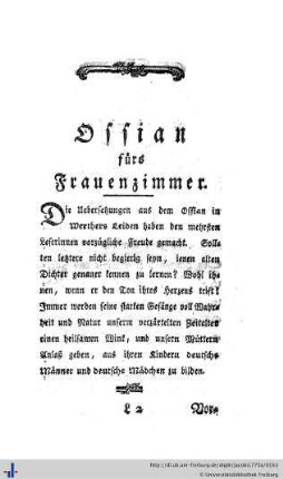 Ossian fürs Frauenzimmer.