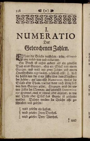 I. Numeratio Der Gebrochenen Zahlen.