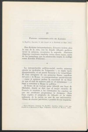 IV - Primera interpretación de Alberdi : La República Argentina, 37 años después de su Revolución de Mayo (1847).