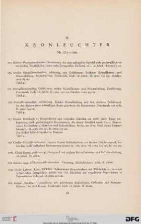 H. Kronleuchter (Nr. 273-280)