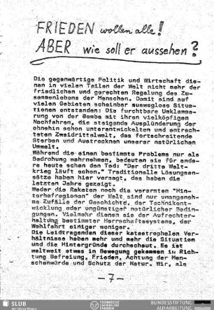 Frieden wollen alle, aber wie soll er aussehen?