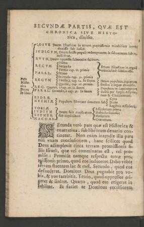 Secundae Partis, Quae Est Chronica Sive Historica, divisio.