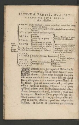 Secundae Partis, Quae Est Chronica Sive Historica, divisio.