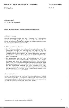 Gesetzentwurf der FDP zur Änderung des Landesverfassungsschutzgesetzes