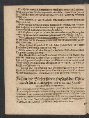 Folgen die Bücher so den Leipzigischen Ostermarckt An. 1628. außgehen/ ...